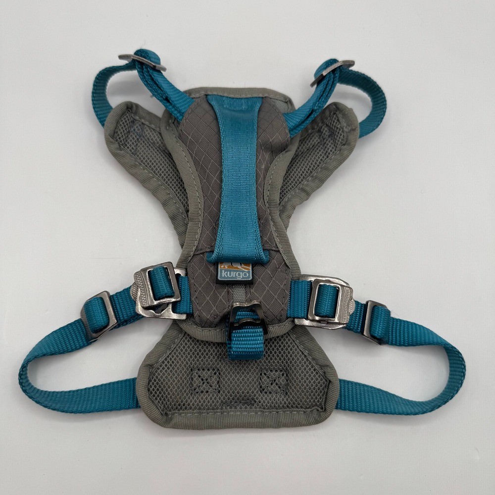 Kurgo Journey Air Dog Harness Small Gray Teal Padded Hiking No Pull V-Neck